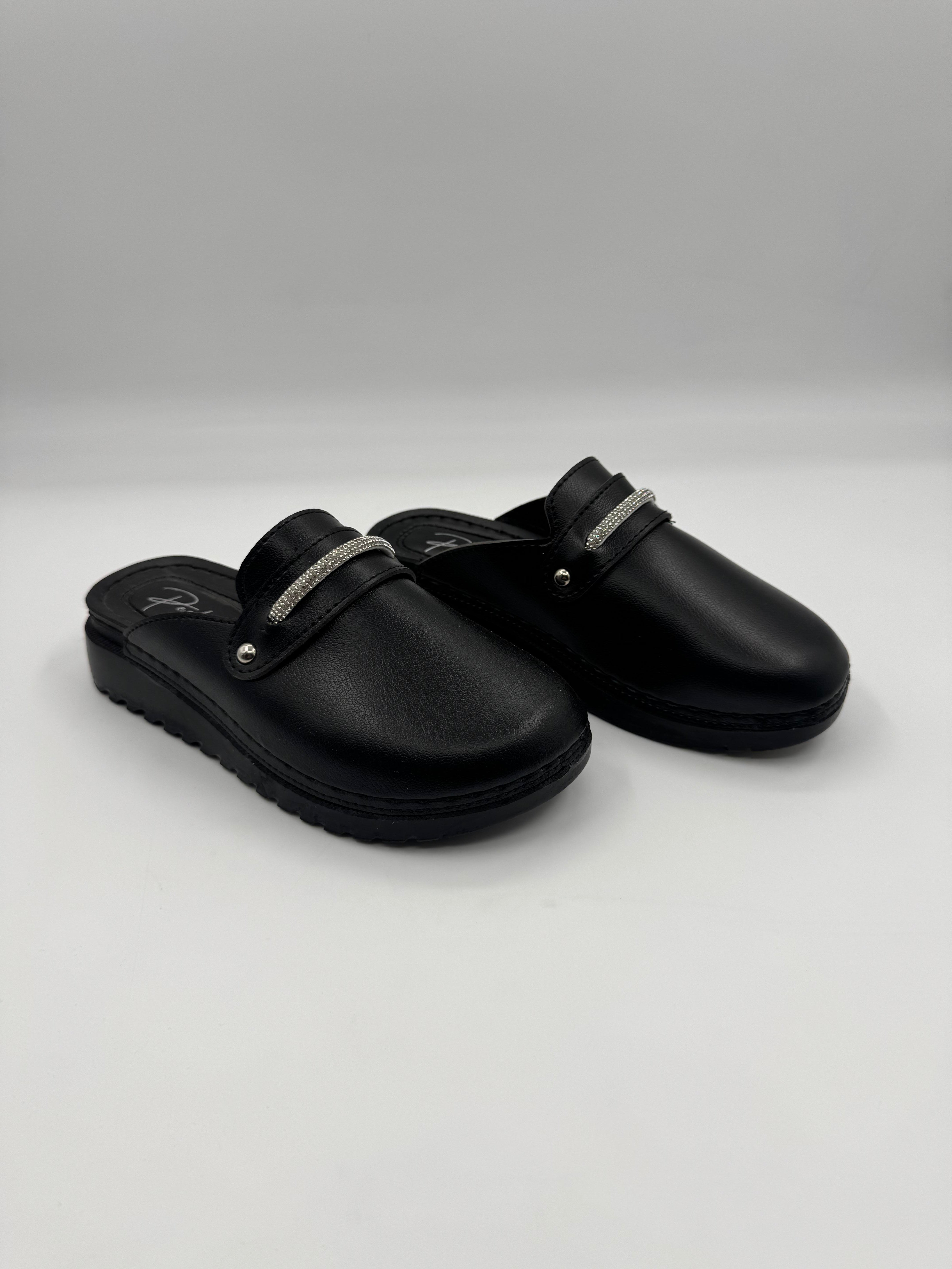 Ayder Önü Kapalı Taş Şeritli Ortopedik Kışlık Kadın Terlik