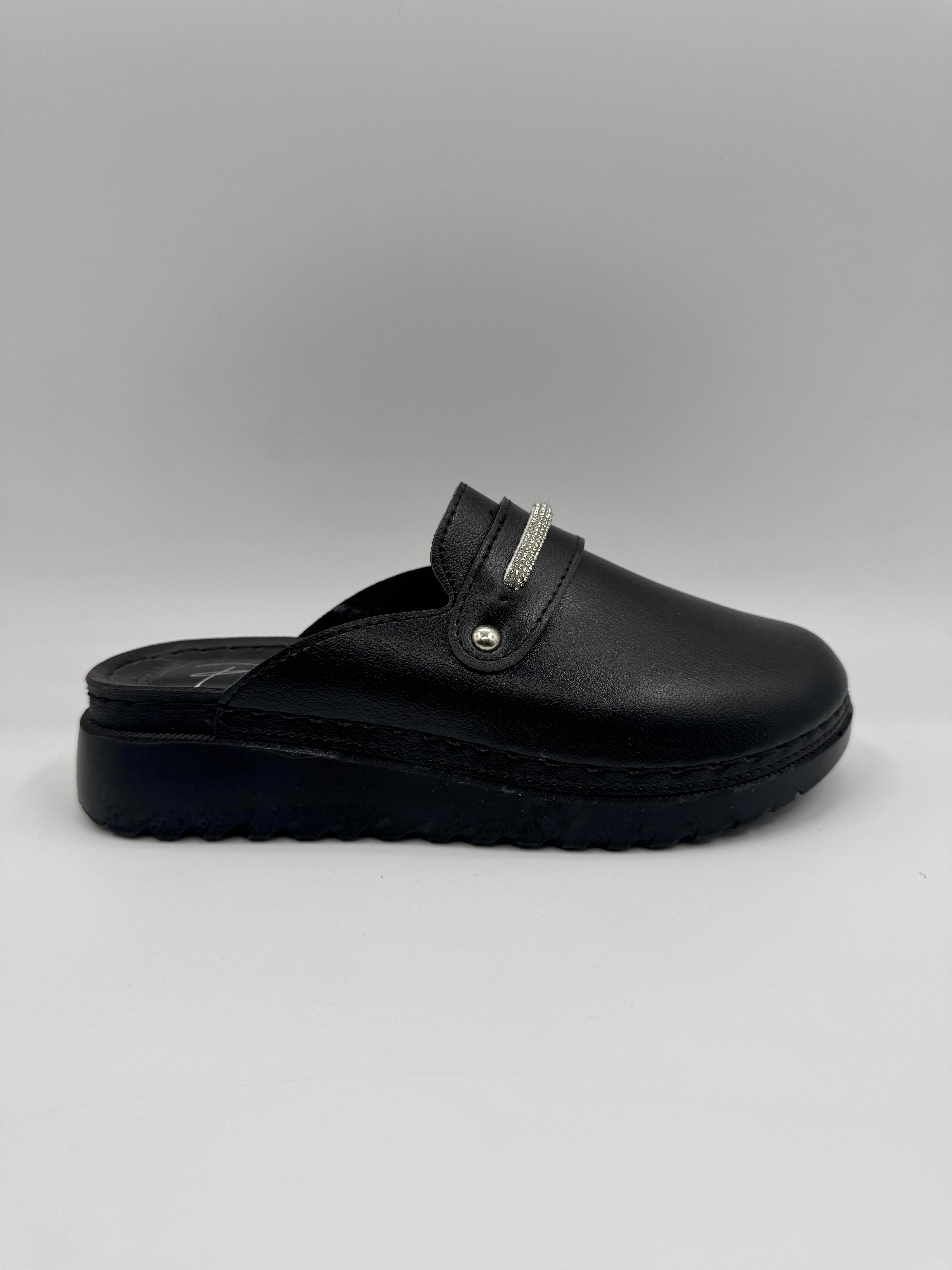 Ayder Önü Kapalı Taş Şeritli Ortopedik Kışlık Kadın Terlik