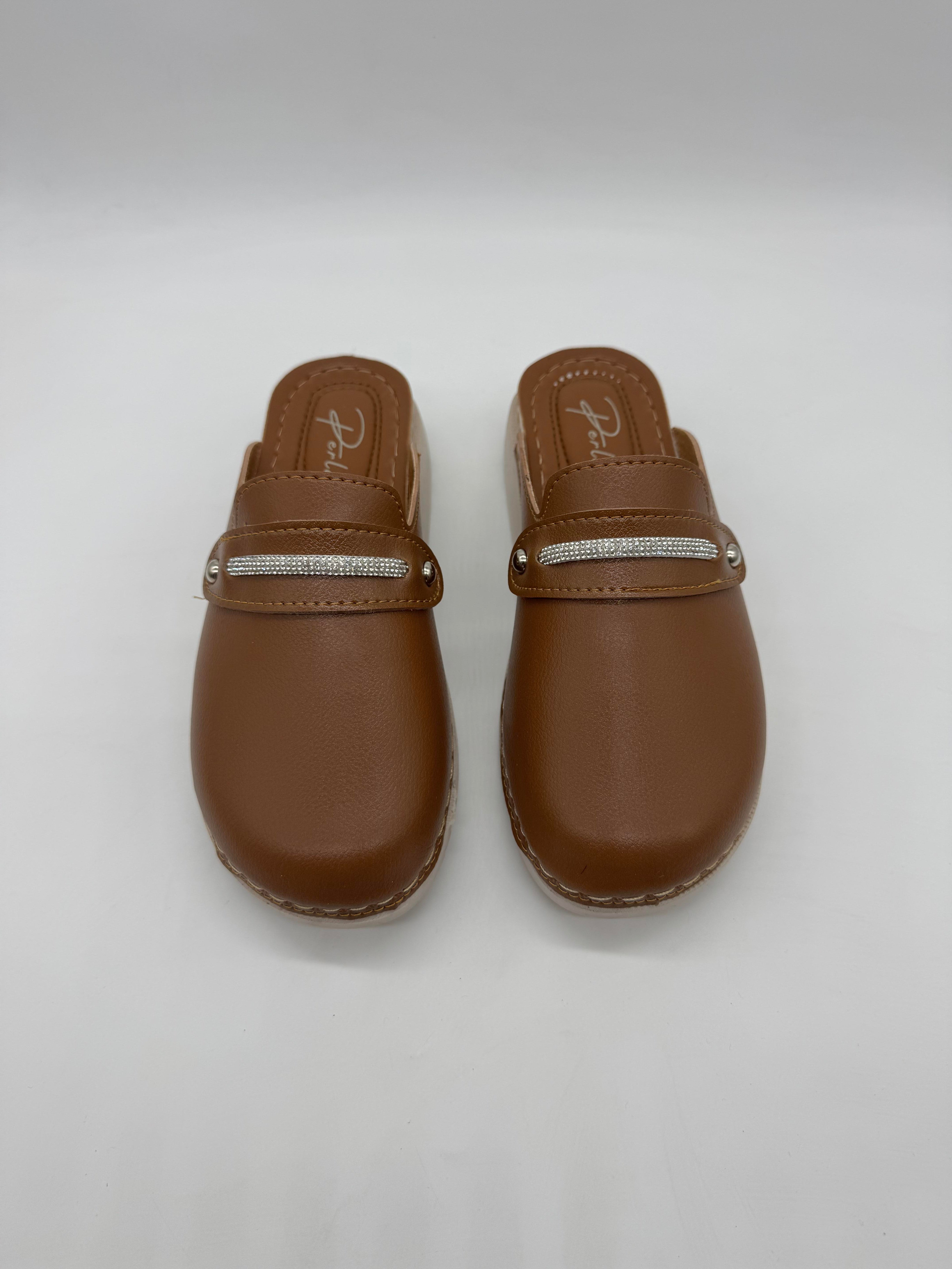 Ayder Önü Kapalı Taş Şeritli Ortopedik Kışlık Kadın Terlik