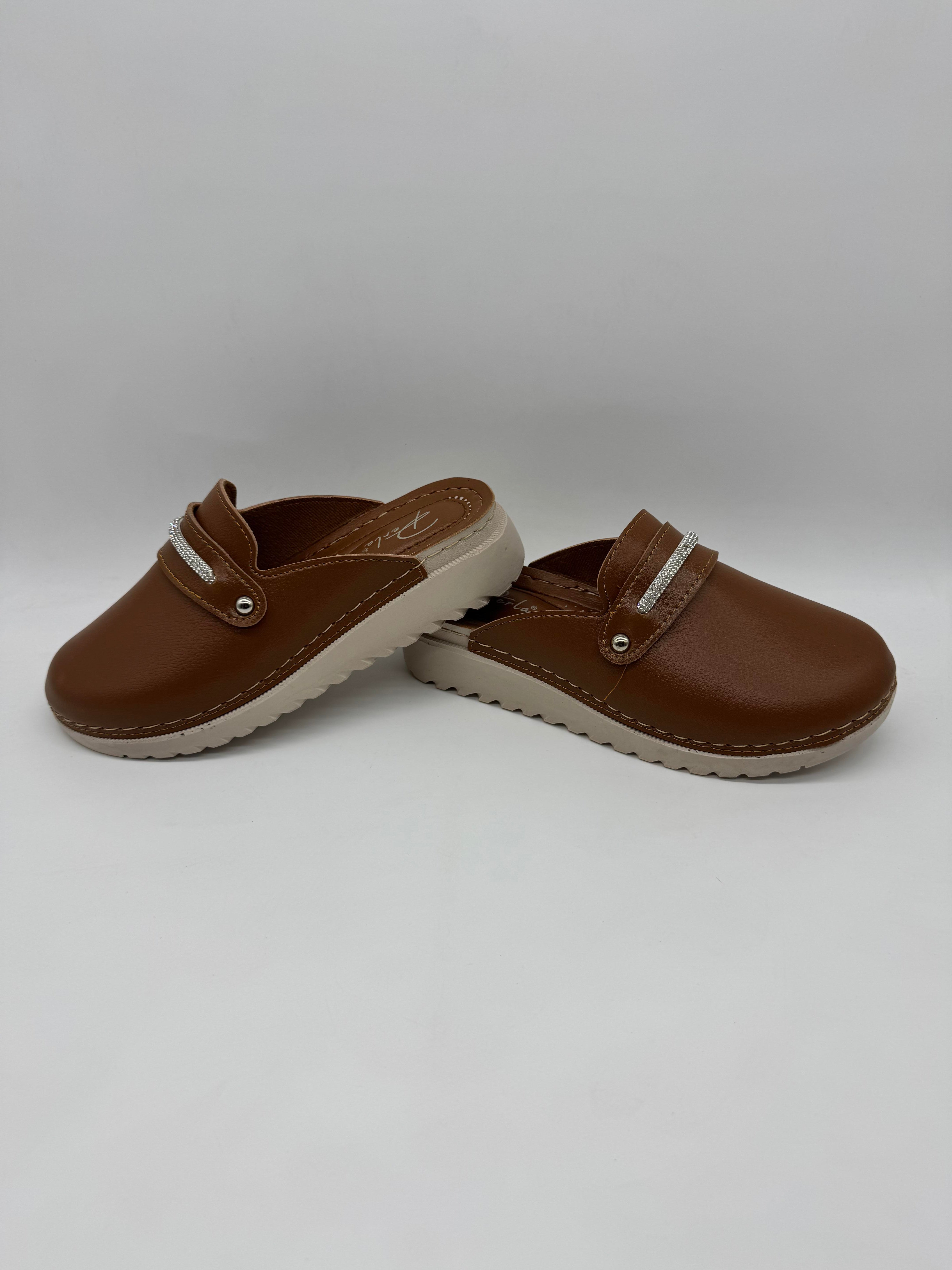 Ayder Önü Kapalı Taş Şeritli Ortopedik Kışlık Kadın Terlik