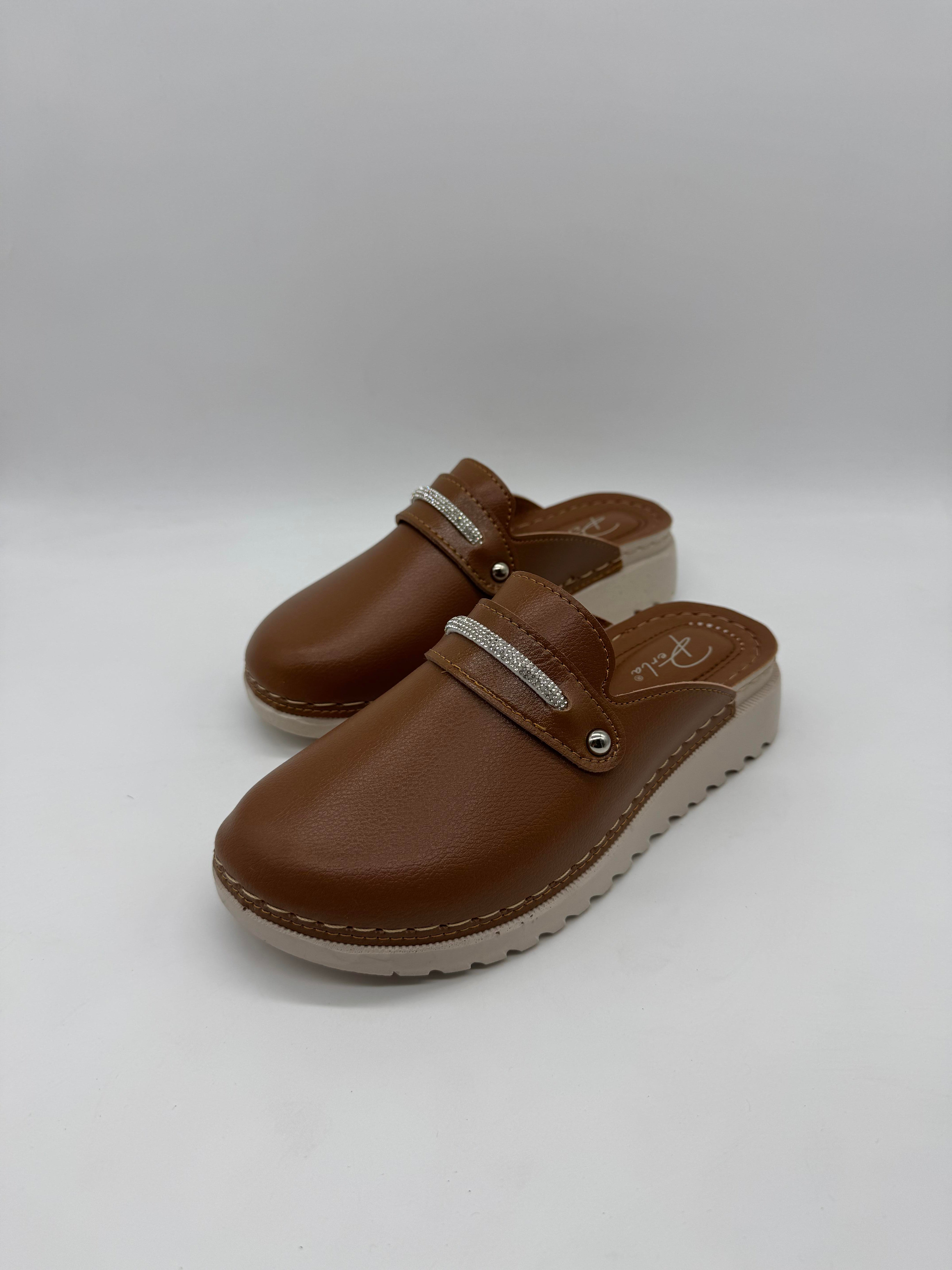 Ayder Önü Kapalı Taş Şeritli Ortopedik Kışlık Kadın Terlik